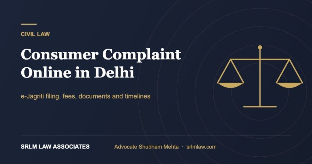 Consumer complaint online in Delhi – e-Jagriti filing steps | SRLM Law Associates