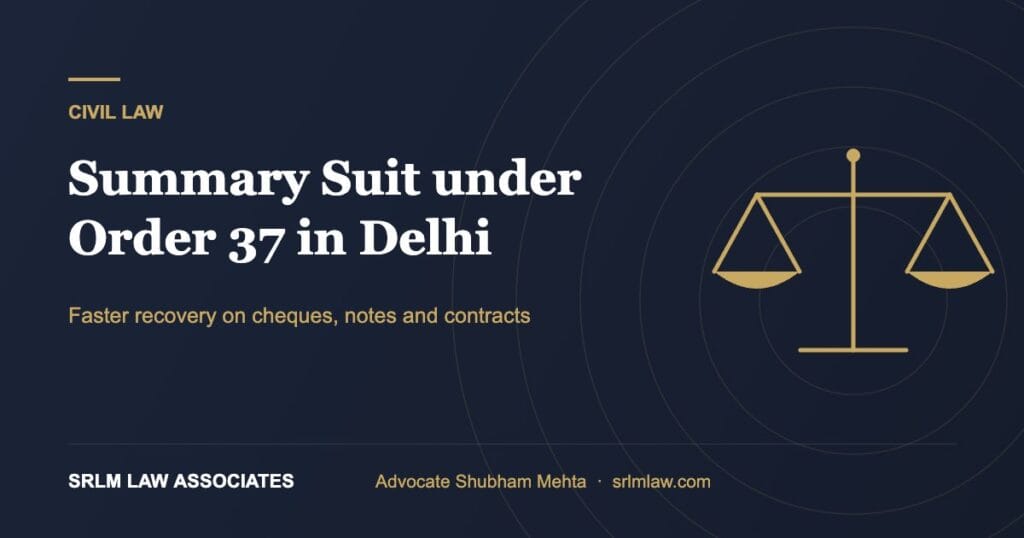 Summary suit under Order 37 in Delhi – fast money recovery process | SRLM Law Associates